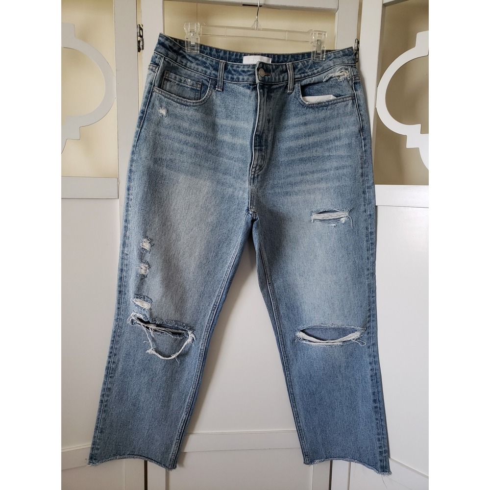 Vervet blue distressed raw hem, wide leg Size 31